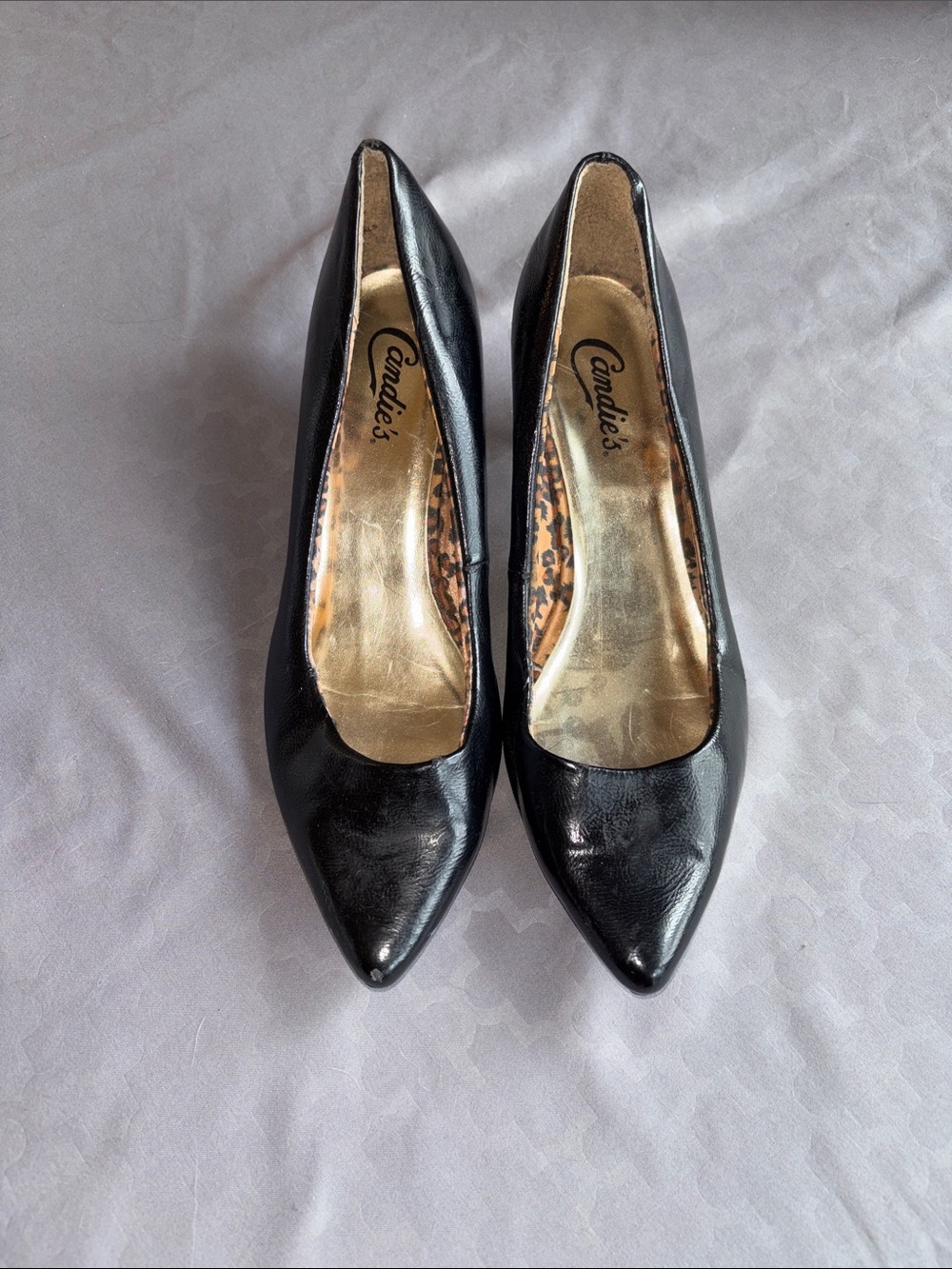 Candie's Black Pointed Toe Patent Pumps